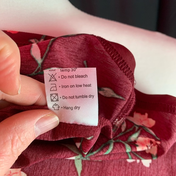 Maroon floral butterfly sleeve shirt XXL - Picture 7 of 8